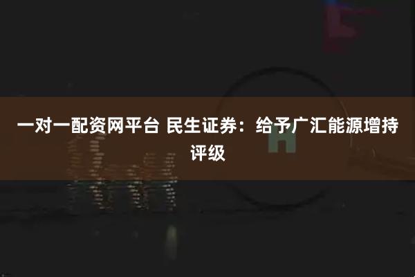 一对一配资网平台 民生证券：给予广汇能源增持评级