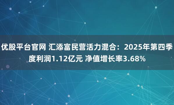 优股平台官网 汇添富民营活力混合：2025年第四季度利润1.12亿元 净值增长率3.68%